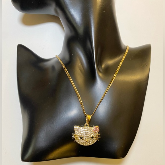 Jewelry - Hello Kitty, Bling Gold Plated Stainless Steel  w/Chain NWOT!